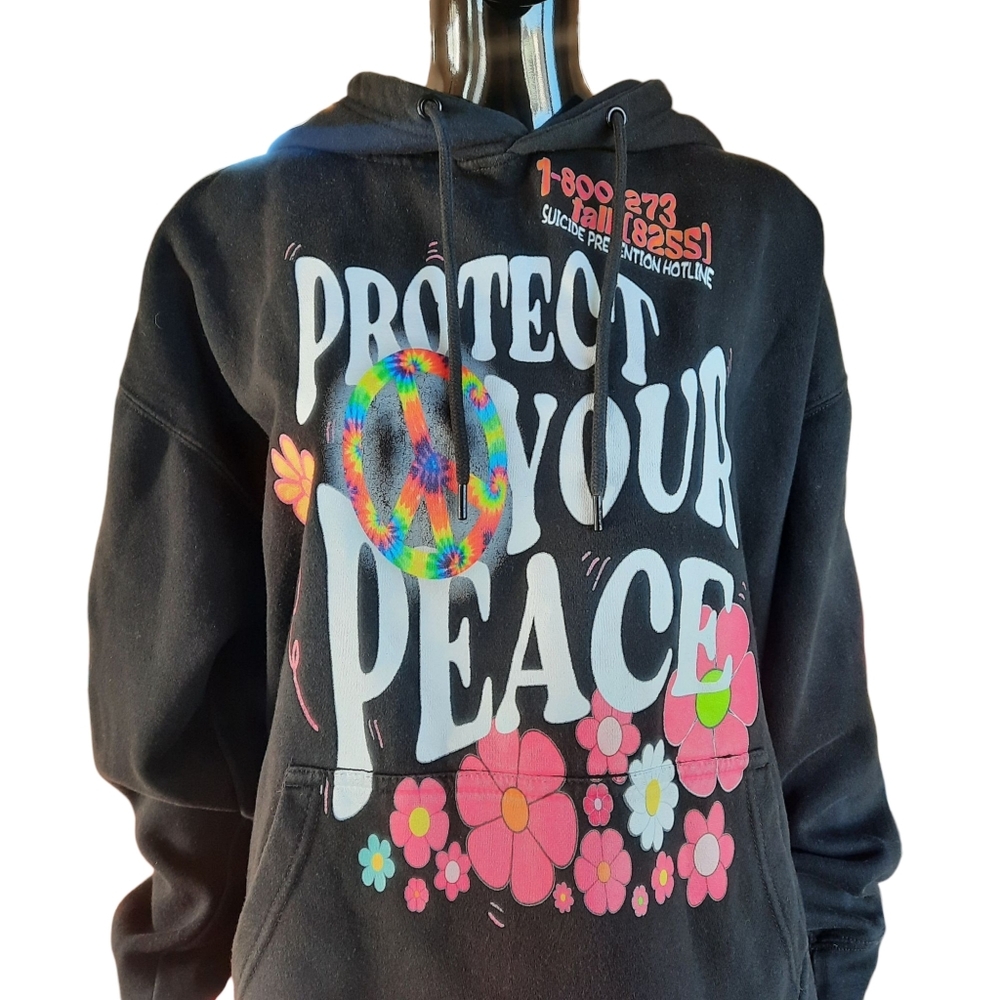 Badman Protect Your Peace 1-800 Suicide Hotline Hoodie with Floral Print | XL